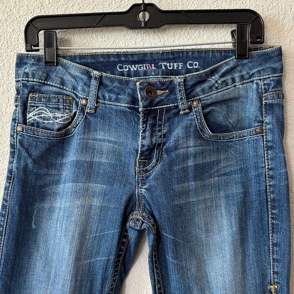 Cowgirl Tuff Classic Straight Leg Blue Jeans 28x35 - Picture 2 of 16